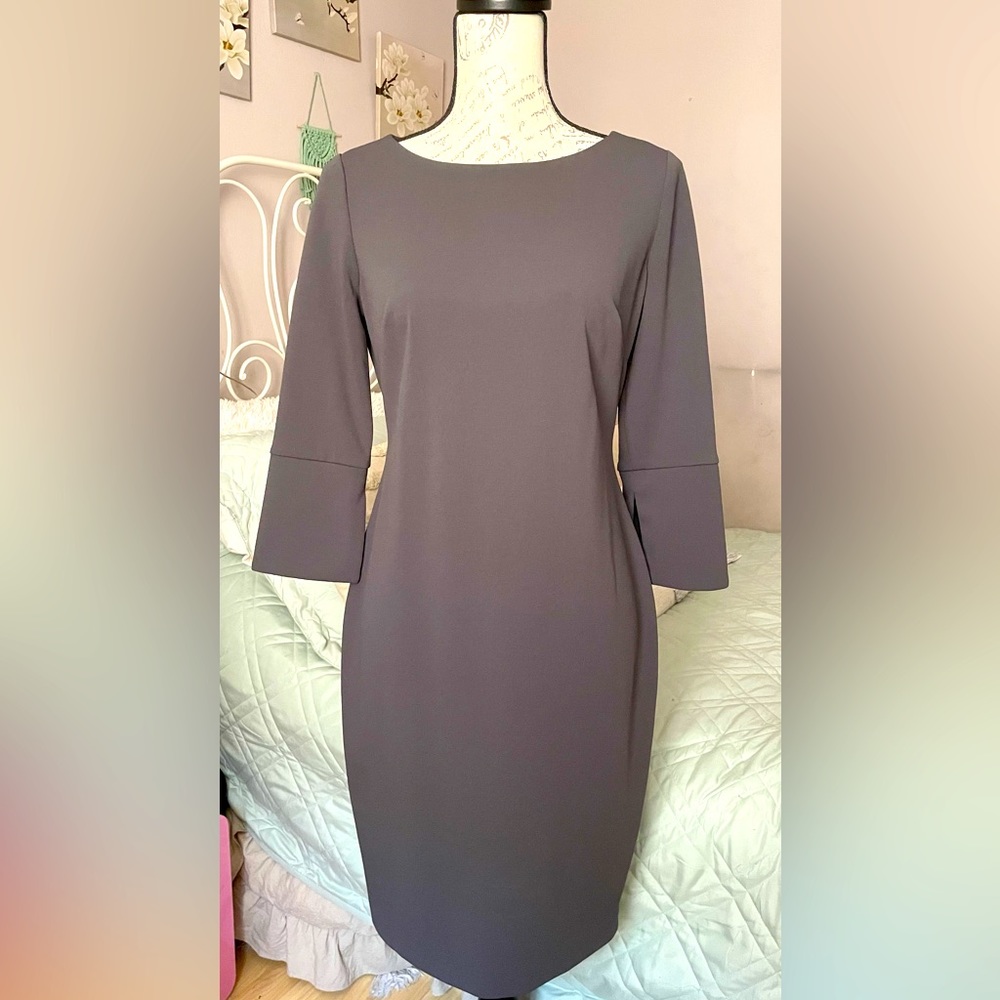 Calvin Klein boatneck sheath dress in grey